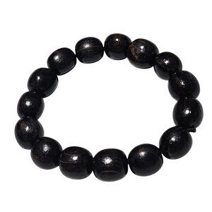 Boho Black Wooden Beaded Stretch Bracelet Minimalist Fashion Jewelry Unisex